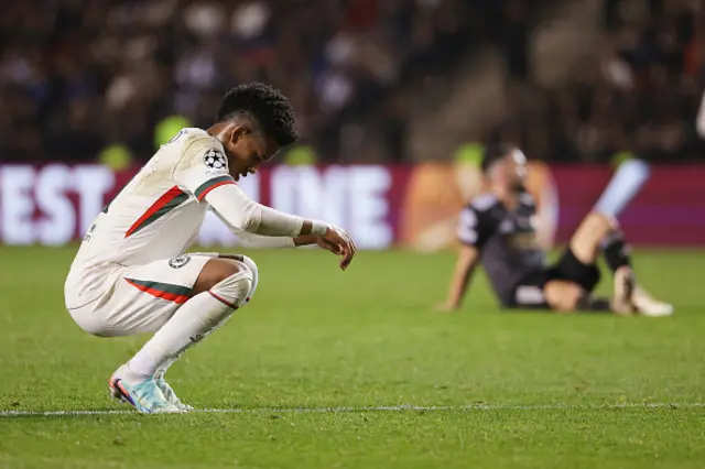 Estevao of Chelsea reacts