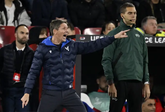 Crystal Palace manager Oliver Glasner reacts