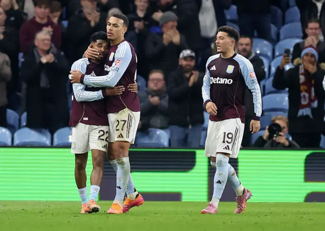 Ian Maatsen of Aston Villa celebrates