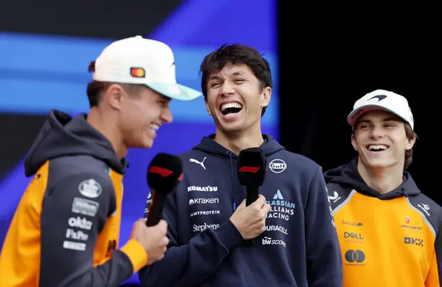 Lando Norris, alex Albon and Oscar Piastri
