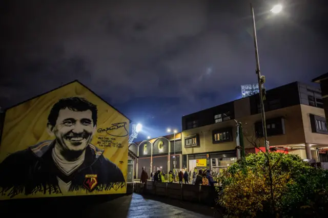 General view outside the ground as Watford fans start to arrive
