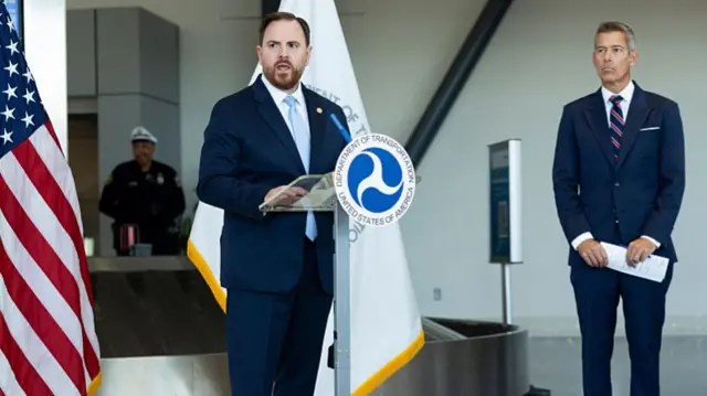 Nick Daniels, president of the National Air Traffic Controllers Association (NATCA), during a news conference at Philadelphia International Airport (PHL) in Philadelphia, Pennsylvania, US, on Friday, 24 October
