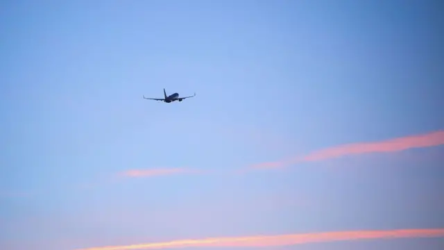 A plane flies