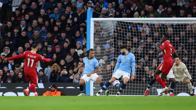 Mohamed Salah scores against Manchester City