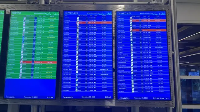 Departures board at Washington National Airport