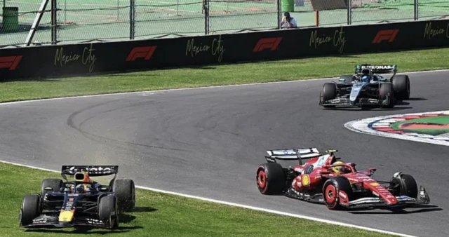 Max Verstappen goes off the track in Mexico