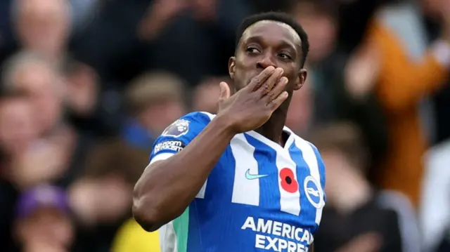 Danny Welbeck celebrates scoring for Brighton