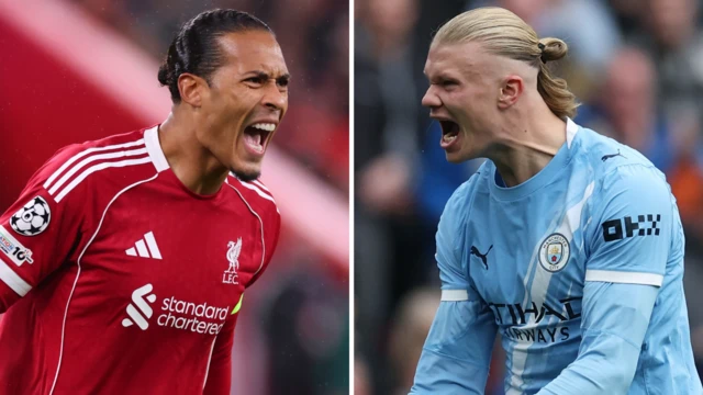 Virgil van Dijk and Erling Haaland split graphic