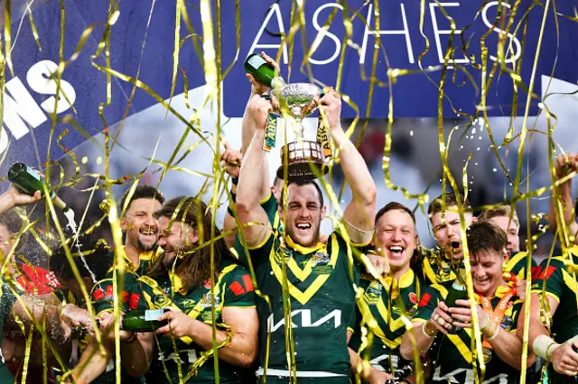 Isaah Yeo of Australia lifts the trophy