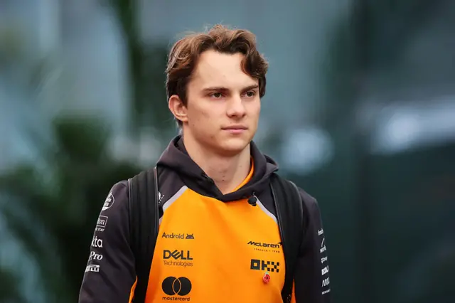 Oscar Piastri arrives in the Sao Paulo paddock