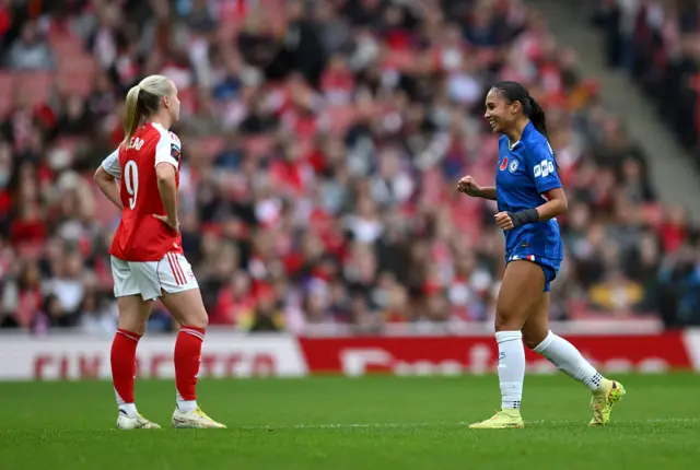 Alyssa Thompson of Chelsea celebrates