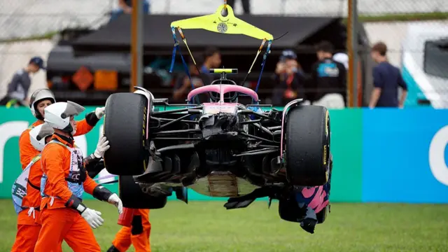 Franco Colapinto's car being airlifted