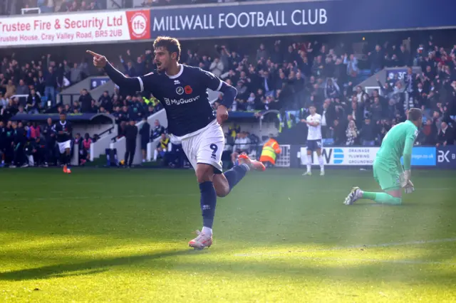 Goal celebrations for Mihailo Ivanovic of Millwall