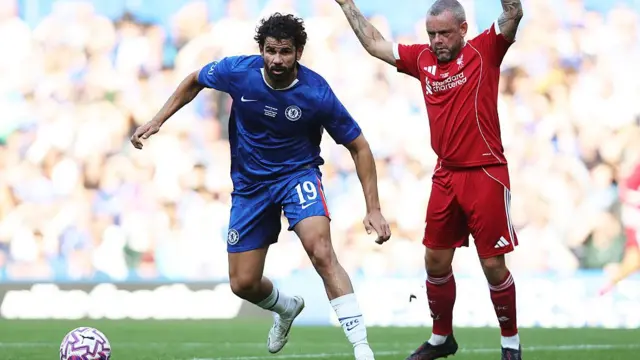 Diego Costa on the ball in a Chelsea legends game