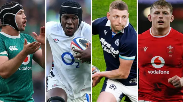 Ireland's Caelan Doris, England's Maro Itoje, Scotland's Finn Russell and Wales' Jac Morgan