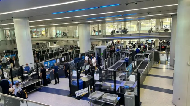 TSA line at LAX