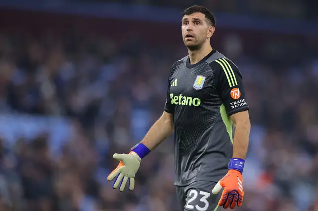 Emi Martinez playing for aston Villa