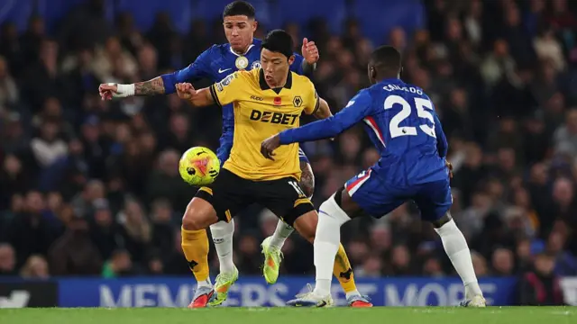 Hee-Chan Hwang on the ball for Wolves