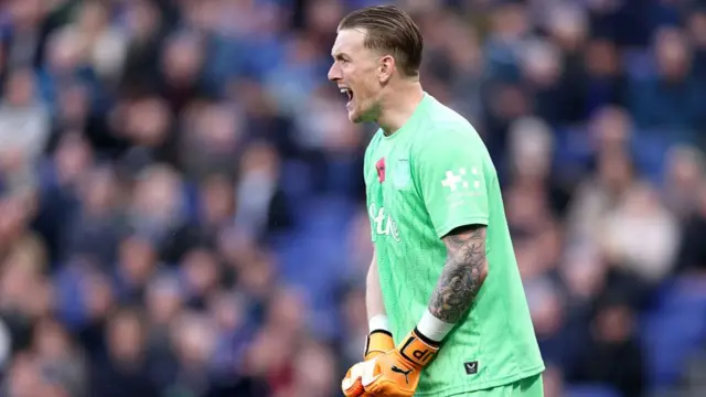 Jordan Pickford playing for Everton