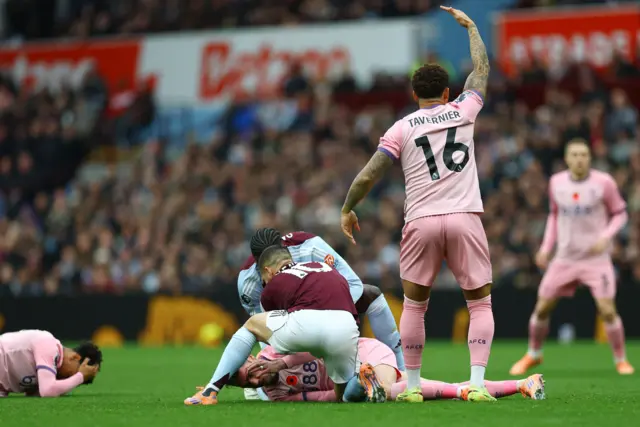 AFC Bournemouth's Adam Smith down injured.
