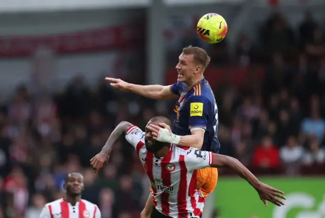 Brentford's Igor Thiago in action with Newcastle United's Dan Burn.
