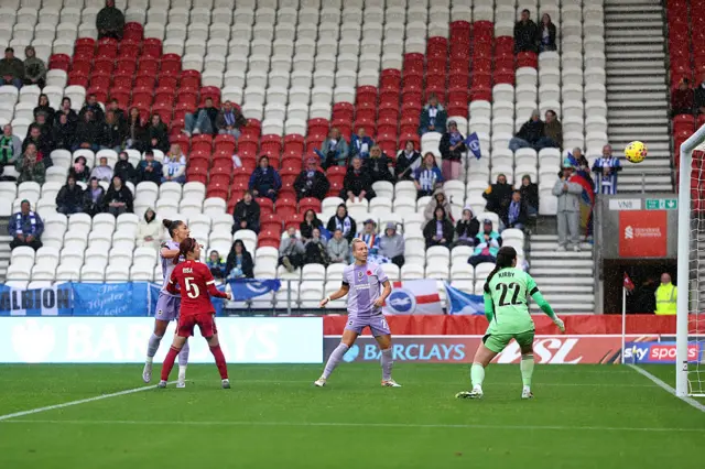Carla Camacho of Brighton & Hove Albion hits the crossbar