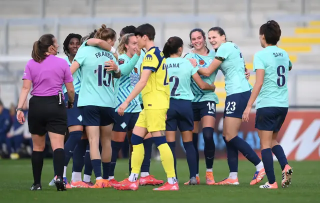 The players of London City Lionesses celebrate