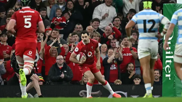 Tomos Williams scores for Wales