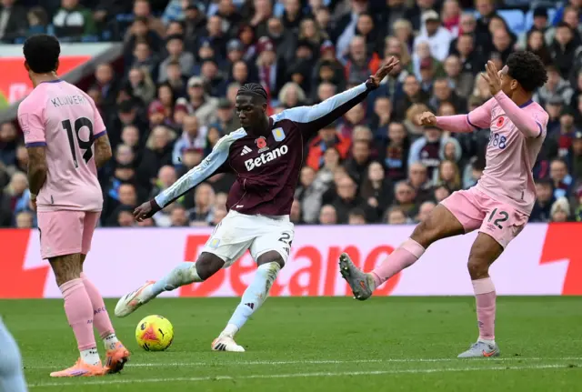 Aston Villa's Amadou Onana scores their second goal