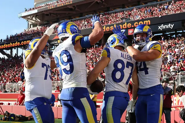 Los Angeles Rams players celebrate after touchdown