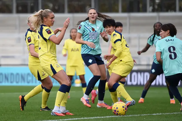 Amanda Nilden of Tottenham Hotspur scores an own-goal