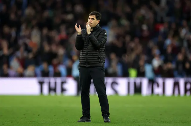 Andoni Iraola, Manager of AFC Bournemouth, applauds the fans