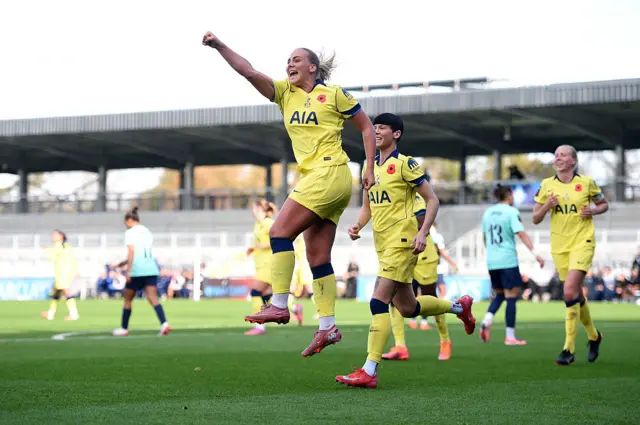 Cathinka Tandberg of Tottenham Hotspur scores her team's first goal