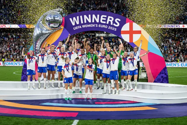 England celebrate winning Euros