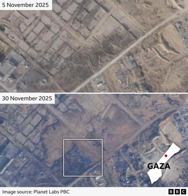 Satellite pictures taken on 5 November and 30 November