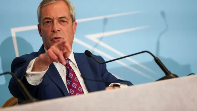 Nigel Farage speaks during a post-budget press conference in London, Britain, November 2