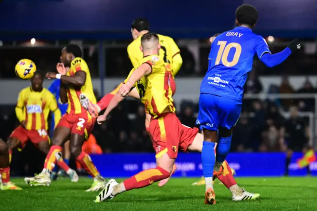 Birmingham City midfielder Demarai Gray (10) scores a goal from open play