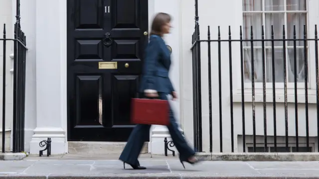 Blurred Rachel Reeves leaves number 11 with red box