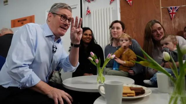 Starmer at a community centre in Rugby, Warwickshire, last week