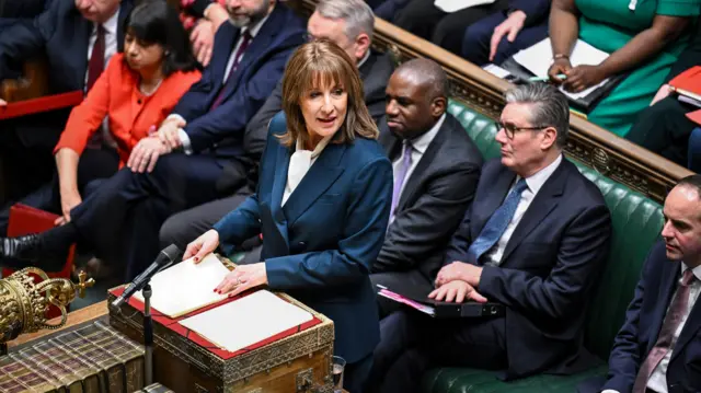 Rachel Reeves in the Commons delivering the Budget at the dispatch box