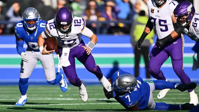 Max Brosmer playing for the Vikings in the NFL