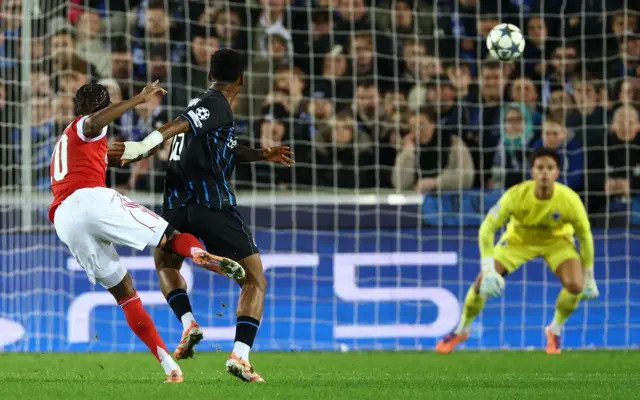 Madueke strikes ball towards goal