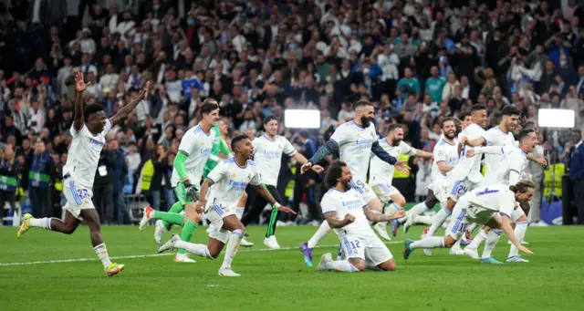 Real Madrid celebrate reaching champions league final