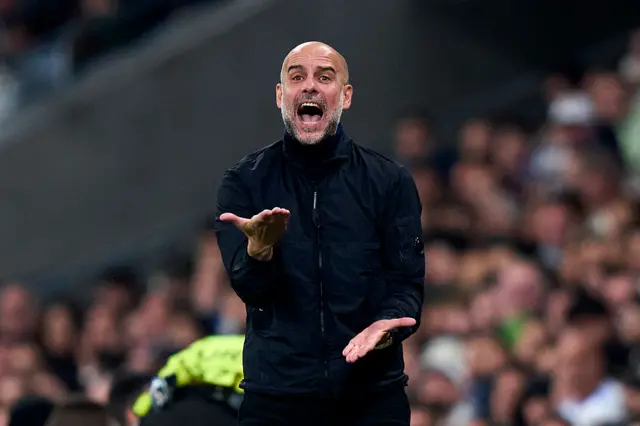 Pep Guardiola reacts