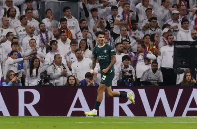 Manchester City's Nico O'Reilly celebrates