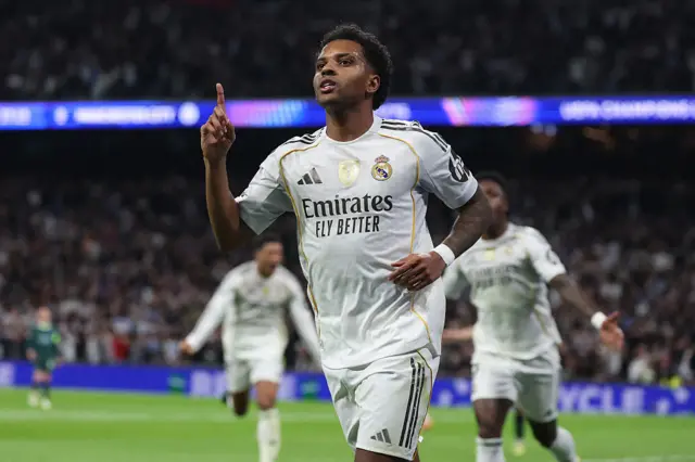Rodrygo celebrates scoring his team's first goal