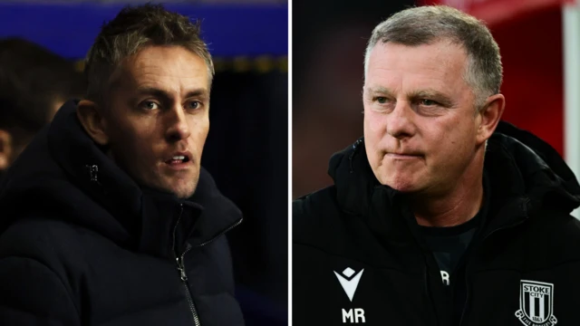 Ipswich manager Kieran McKenna and Stoke boss Mark Robins