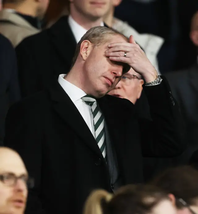 Celtic chief executive Michael Nicholson is in the stand