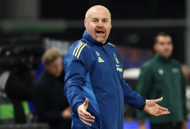 Nottingham Forest manager Sean Dyche reacts