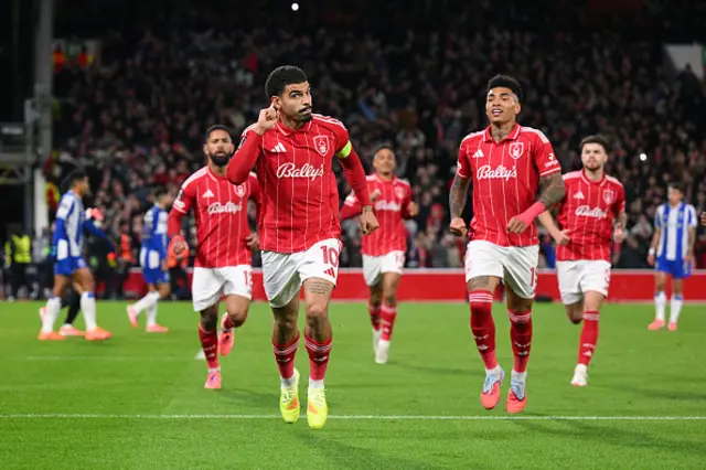Morgan Gibbs-White of Nottingham Forest celebrates